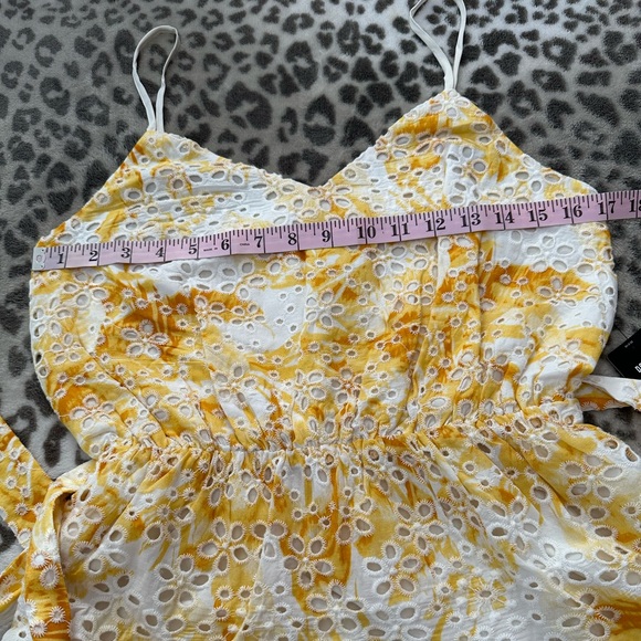 Express Printed Eyelet Mini Dress in Yellow Tie Dye Size Small Women’s - Picture 12 of 15